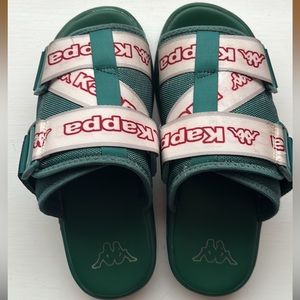 Like New Green and white Kappa Slides